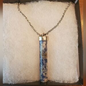 Silver Tone Sodalite Pendant Necklace